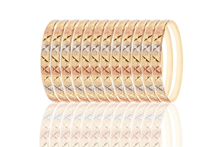 3 Tone Plated | High Polish Laser Bangles